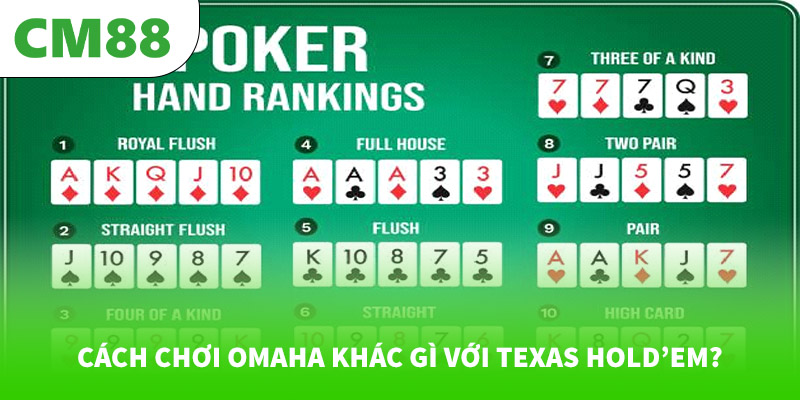 Cách chơi Omaha khác gì với Texas Hold’em? 4 Cách chơi Omaha khác gì với Texas Hold’em?